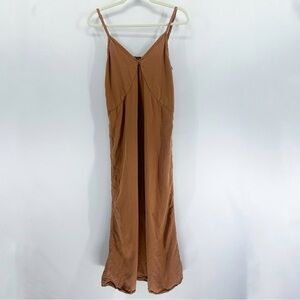 Quince Vintage Wash Tencel Lyocell Maxi Slip Dress in Terracotta Brown X-Small